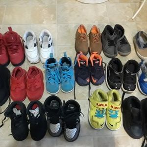 Jordan's hirauches, timberlands, lebrons, nikes,